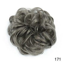 똥머리가발 당고 시뇽 만두머리 가발 AZQUEEN-자연스러운 회색 곱슬 머리 밴드 합성 헤어 번 시논 여성용, 한개옵션1, 66 171