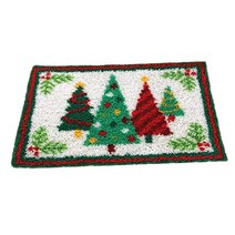 Felting 자수 키트 카펫 DIY를위한 크리스마스 깔개 키트 크로 셰 뜨개질 후크 자수, 폴리 에스터, 크리스마스 트리 화이트