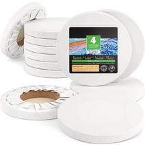 유화캔버스 아크릴 미술 캔버스 천 늘어난 캔버스 둥근 빈 4 개 팩 면 100% 8 oz 게소 프라이밍 6x6 인치/1, 01 6 inch-15cm (4 pack