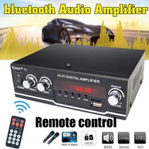 자동차 전력 증폭기 Kinter T2 디지털 오디오 플레이어 2CH 20W Hi-Fi 스테레오 고음 저음 DC12V 220-240V, 01 US PLUG