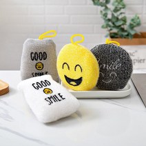 구디푸디 스마일 아크릴 스펀지 수세미 4P SET, 아크릴 4종
