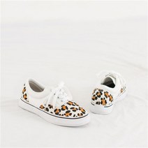 짝꿍닷컴 레오파드 송치가죽 화이트 여성 스니커즈 RJ p6495