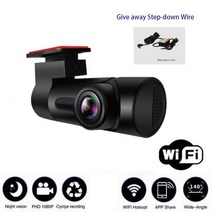 대시 캠 1080P WiFi 자동차 DVR 140도 비디오 레코더 G-센서가 있는 풀 HD 야간 버전 카메라 24시간 주차 모니터 videcam, 검은 색, 64G