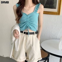 DFMEI 쇼트 스트링 나시 여성 민소매 탑