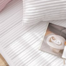따뜻한 마일드퍼 겨울 극세사 양털 밍크 차렵이불 패드 (SS/Q/K), 화이트