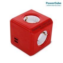 컬러파워큐브 오리지널 4구 USB 디자인 멀티탭, 레드컬러