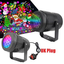 LED 무대 조명 크리스마스 레이저 프로젝터 램프 20 그림 패턴 DJ 디스코 빛 홈 장식, [08] UK Plug Colorful