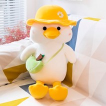 오리 캐릭터 봉제인형 귀여운 캐릭터 짜리몽땅, 노란 모자, 45센티