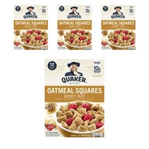 퀘이커 오트밀 스퀘어 크런치 시리얼 허니 넛, 4개, 411g