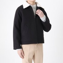 지지블랙 뽀글이 양털 카라 누빔 퀄팅 투웨이지퍼 울 무스탕 점퍼