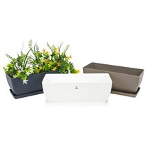 플라팜 직사각 화분 + 받침 세트, 브라운
