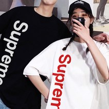 슈프림 M-5XL 오버핏 반팔티 5부 티셔츠 빅사이즈_버티컬라인