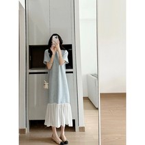 여성용 여성원피스 롱원피스 라운드넥 반팔 루즈핏 여름-DG62