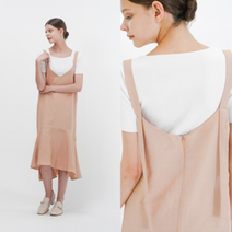 데일리컴프 언발란스원피스 연핑크 베이지 러블리한 프릴원피스