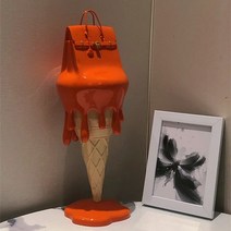 조각상 인테리어조형물 장식용동상 nordic baby birkream art angels ice cream bag 조각 장식 액세서리 gk home decor for room, 주황색, 11.5x11.5x30.5cm