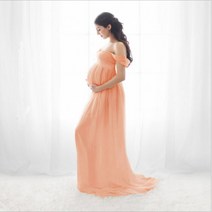 여성 빅사이즈 임부복 드레스 원피스 만삭 셀프 촬영 사진 쉬폰 롱 여신드레스 화이트 핑크