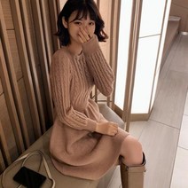 연말 파티 송년회 모임 결혼식 겨울 하객 룩 돌잔치엄마 피로연 원피스 정장 예복 상견례 여성 니트 미니 꽈배기