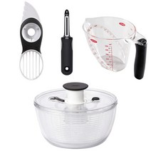 [세트 구입] OXO 롱셀러 키친 툴 4점 세트 샐러드 스피너 + 메이저컵 + 세로형 필러 + 아보카도 슬라이서