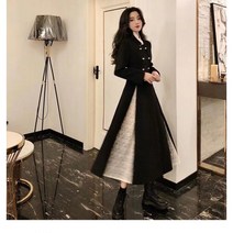 코트형 원피스 오피스룩 여성 고급스러움 겨울 정장 원피스 블랙