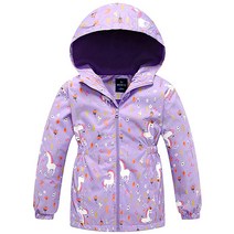 NERBEY 스포츠 전용 의류 후드 여아용 방풍 재킷 하이킹 야외 레크리에이션 코트 집업 아동용 트렌치 겉옷 보라색 말(면 안감)