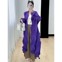 여성 트렌치 코트 봄 플리츠 롱