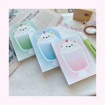 메론소다 블루소다 핑크소다 파스텔톤 떡메모지 귀여운곰돌이 100장 학생 학원 친구선물, 핑크소다 100장