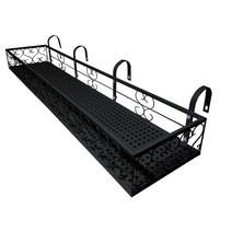 모칸도 베란다 화분걸이 난간 화분걸이대 (고층 직각형 120x25cm) 난간용 고리 4개, 01.화분걸이대(직각형/120x25)_블랙