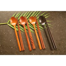 [이니셜각인 무료] 대추나무 천연옻칠 수저세트, 곡선수저세트