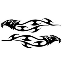 불꽃 독수리모양 차량용스티커 / 자동차튜닝 멋있는 긁힘 차량튜닝 예쁜 캠핑카 흠집, 블랙