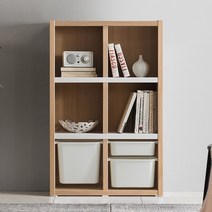 아씨방가구 로엘 36T 880 3단 책장 1단 정리함, 화이트그레이