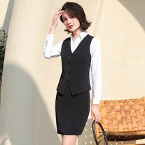 작업복 직장인 자켓 심플 브이넥 세미정장 클래식 하객 여성베스트 슬림핏 앤틱