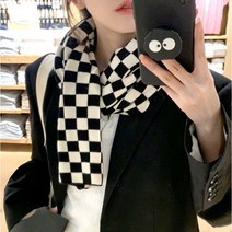 4컬러 바둑 체크 니트 머플러 따뜻한 두가지 사이즈 바둑무늬 겨울패션 포인트