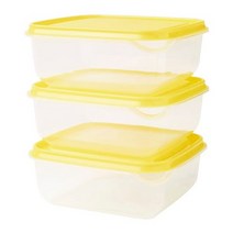 이케아 IKEA 식품보관용기 3P 600ml 투명옐로 14x14x6cm 폴리프로필렌