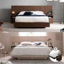 밀레 호텔 평상형 침대 Q (하이유로탑매트/협탁포함), 메이플