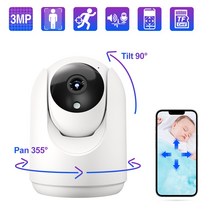 강아지 고양이 반려동물 CCTV 홈캠 용품 Techage 3MP WiFi IP 카메라 무선 애완 동물 카메라 실내 1926P 베이비 모니터 양방향 오디오 기록 인간 감지 비디오 감시, 01 Type B Camera 64G
