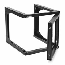 NavePoint 9U 벽 마운트 오픈 프레임 네트워크 랙 스윙 아웃 힌지 게이트 60.9cm(24인치) 깊이 네트워크 서버 및 AV 장비 보관 장비에 대한 쉬운 후면 액세