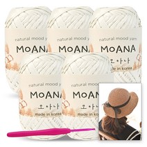 [니뜨] 모아나실(40g)x5볼+모사용코바늘 6/0호+모아나 리본햇 도안, 101_밀크