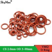 고무바킹 고무링 부싱 와셔 10pcs vmq o 씰 가스켓 두께 cs 2mm od 5, 외경 85mm 내경 81mm, 빨간색, CS 2.0mm