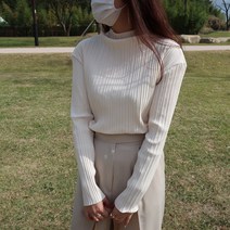 여자 플리츠 주름 목폴라 하이넥 블라우스 티셔츠