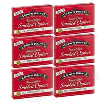 크라운프린스 훈제 굴 통조림 목화씨 오일 106g 6캔 Crown Prince Fancy Whole Smoked Oysters in Cottonseed Oil, 1세트