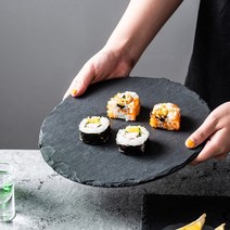 스톤 원형 플레이트 스테이크 돌접시 슬레이트접시, 스톤 원형 L
