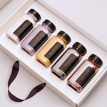 [170ml 사이즈UP] 블랙라벨 소금공장 15종류 5종세트 답례품 히말라야 핑크솔트 결혼 돌잔치 교회 장례 결혼식 웨딩 조문 명절 선물세트, 핑크+천일염+함초+복분자설탕+복분자
