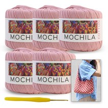 [니뜨]모칠라실(45g)x5볼+모사용코바늘4/0호+다미체크숄더백도안, 43_인디핑크