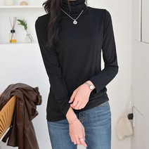 데일리앤 웜 기모 폴라넥 기본 긴팔 티셔츠