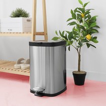 무소음 화장실 페달 휴지통 밀폐 스텐 음식물 쓰레기통 12L, 스테인리스
