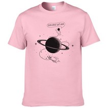 토성관측 천체 망원경우주 비행사 탐험 토성 티셔츠 남성 여름 반팔 패션 코튼 쿨 탑 브랜드 의류 226, 03 pink_05 XL