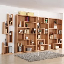 공간철학 책장수납함 전면 틈새 높은 대형 북카페 만화 서재 맞춤 확장형 거실 책장 인테리어, 멀티4자책장(타입A)_아카시아