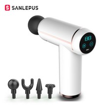 미니 마사지 건 소형 전동 휴대용 마자지기 총 셀프 어깨 종아리 승모근 근육 이완 sanlepus lcd fascia gun electric muscle percussion, 협력사, 흰색 LCD 디스플레이, C형 충전