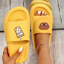 신발 남성 및 여성용 여름 플랫폼 슬리퍼 부드럽고 두꺼운 바닥 미끄럼 방지 동물 프린트 홈 러블리 플