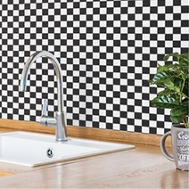 북유럽모던 카페 미니체크 타일 시트지 인테리어 셀프 접착 싱크대 스티커, 50cmX2.5m 미니체스